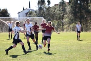 Soccer match at the Winter Quad Tournament